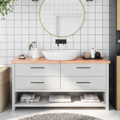 vidaXL Kúpeľňová doska bledohnedá 160x30x(2-4) cm ošetrený masív