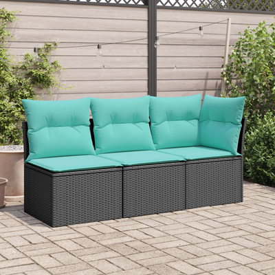 vidaXL | Záhradná pohovka | s vankúšom Čierna 172 x 62 x 69 cm Poly ratan