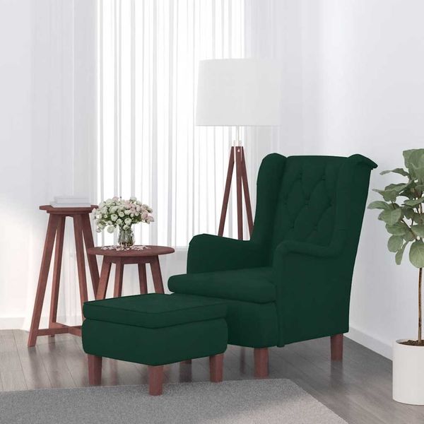 vidaXL Kreslo s podnožkou tmavozelené zamatové
