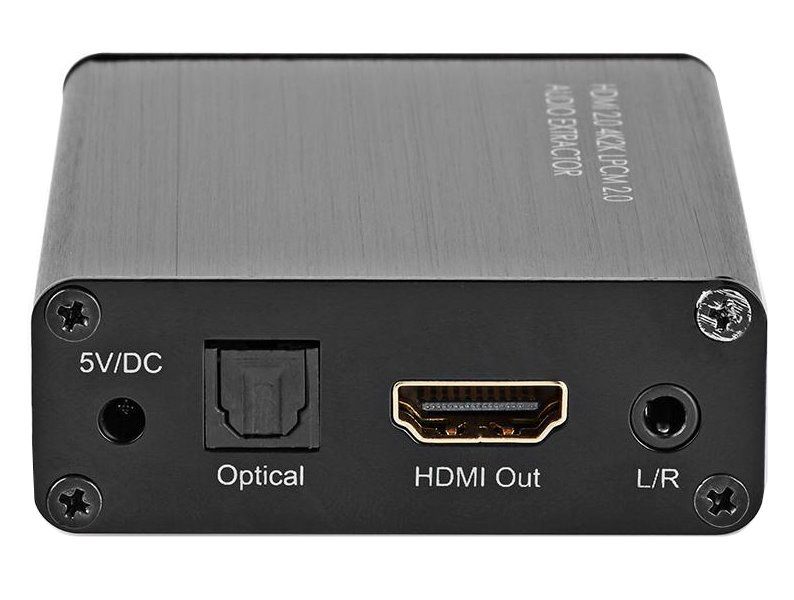 NEDIS HDMI extraktor/ HDMI vstup/ TosLink zásuvka/ 1x 3.5 mm/ 1x HDMI výstup/ 4K@60Hz/ 18 Gbps/ kov/ antracit HDMI extraktor, 4K@60Hz, 18 Gbps, TosLink, 3.5mm jack, Dolby TrueHD, DTS-HD, kovový, antracit