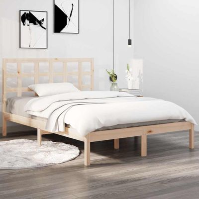 vidaXL Posteľný rám, drevený masív 135x190 cm, dvojlôžko