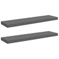 vidaXL Plávajúce nástenné police 2 ks, lesklé sivé 90x23,5x3,8 cm, MDF