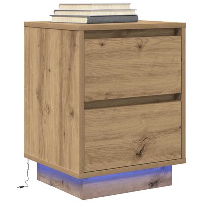 vidaXL Nočná skrinka s LED osvetlením Dub Artisan 38x34x50 cm