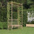vidaXL Záhradná lavička s pergolou 116 cm bambus