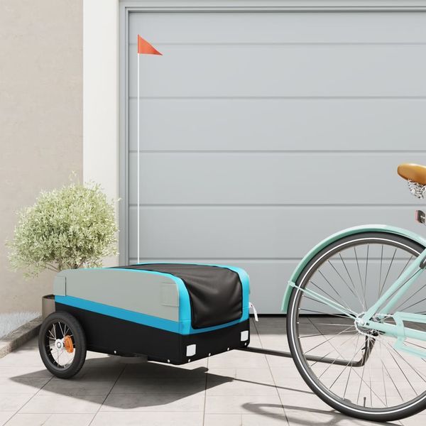 vidaXL Vozík za bicykel, čierno modrý 30 kg, železo