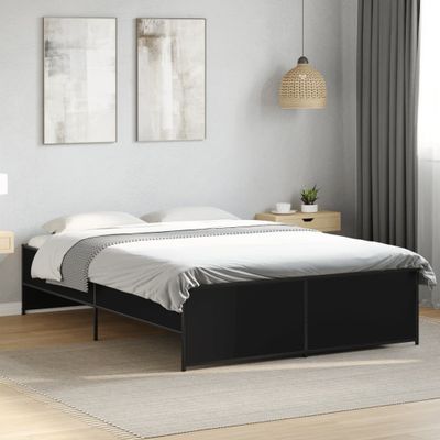 vidaXL Posteľný rám čierny 140x190 cm kompozitné drevo a kov
