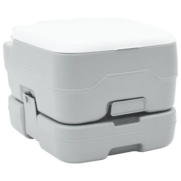 vidaXL Kempingové WC Šedý a biely 41,5 x 36,5 x 30 cm Polyetylén