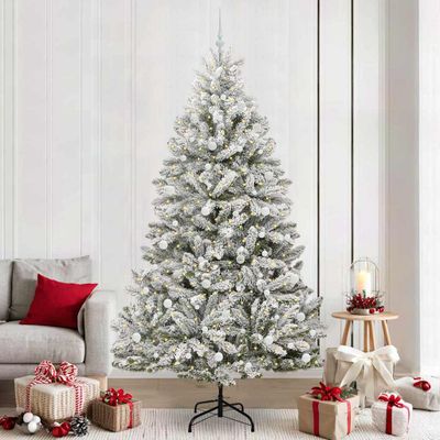 vidaXL Umelý vianočný stromček Zelená a biela 240 cm PVC a kov