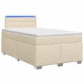 vidaXL Posteľ s boxspringom a matracom a LED Krémová 120 x 200 cm