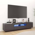 vidaXL TV skrinka s LED svetlami lesklá sivá 180x35x40 cm