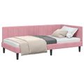 vidaXL Rohový rám postele s čelnou doskou Ružová 90 cm x 200 cm Zamat