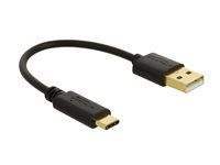 USB adaptér - USB (M) do USB-C (M) - 3 A - 15 cm - čierna