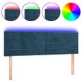 vidaXL Čelo postele s LED tmavomodré 144x5x78/88 cm zamat