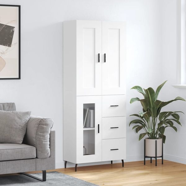 vidaXL Vysoká skrinka biela 69,5x34x180 cm spracované drevo