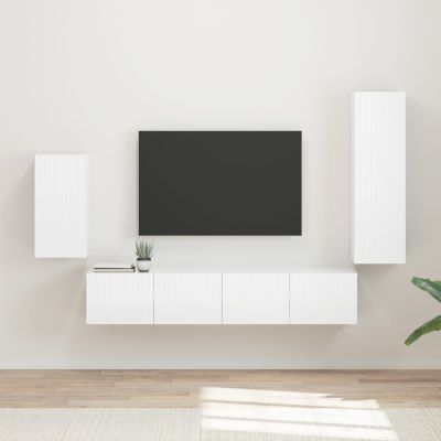 vidaXL Zostava TV skriniek 4 pcs Vysoký lesk bielej Kompozitné drevo