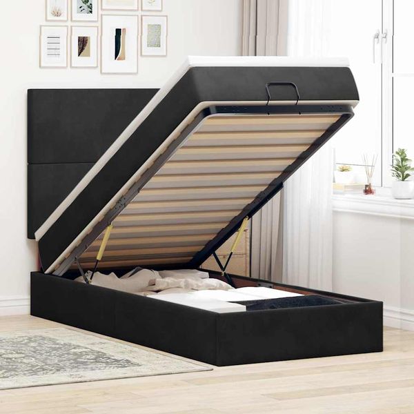 vidaXL Osmanský rám postele s matracmi čierna 100x200 cm zamat