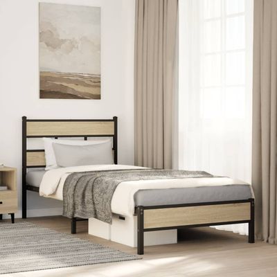 vidaXL Posteľný rám bez matraca dub sonoma 100x200 cm kompozitné drevo