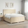 vidaXL Posteľ boxspring s matracom Krémová 160 x 200 cm Látka