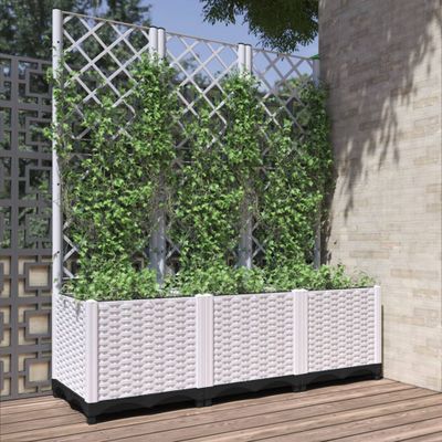 vidaXL Záhradný kvetináč s mriežkou biely 120x40x136 cm PP