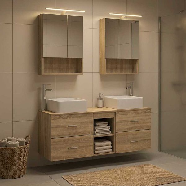 vidaXL Sada kúpeľňového nábytku 5 pcs Dub sonoma