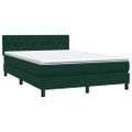 vidaXL Posteľný rám boxsping s matracom tmavozelený 140x220 cm zamat