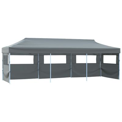 vidaXL Skladací párty stan s 5 bočnými stenami 870x291x315 cm antracitový