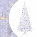 vidaXL Umelý vianočný stromček s 300 LED-i Biela 210 cm PVC a oceľ