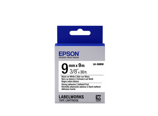 Epson Label Cartridge Strong Adhesive LK-3WBW Black/White 9mm (9m)