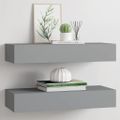 vidaXL Zásuvkové police nástenné 2 ks sivé 60x23,5x10 cm MDF