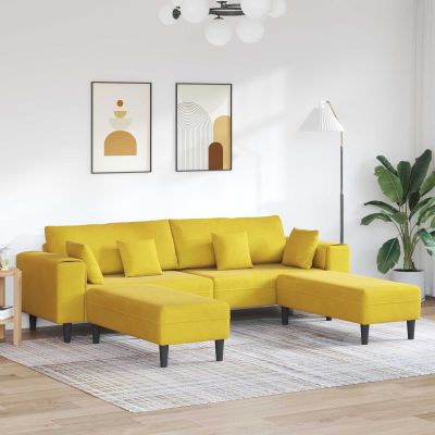 vidaXL Pohovka 3 pcs Žltá 250 x 188 x 76 cm Zamat