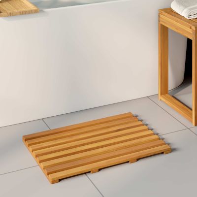 vidaXL Kúpeľňová predložka Hnedá 56 x 37 x 2,5 cm Pevné akáciové drevo