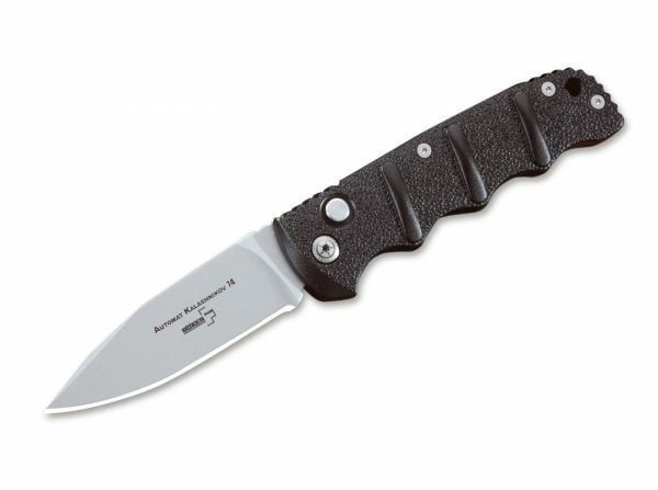 Böker Plus 01KALS30 AKS-74 automatický taktický nôž 8,5 cm, čierna, hliník, spona