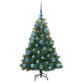 vidaXL Umelý vianočný stromček s 150 LED-i Zelená 120 cm PE a PVC