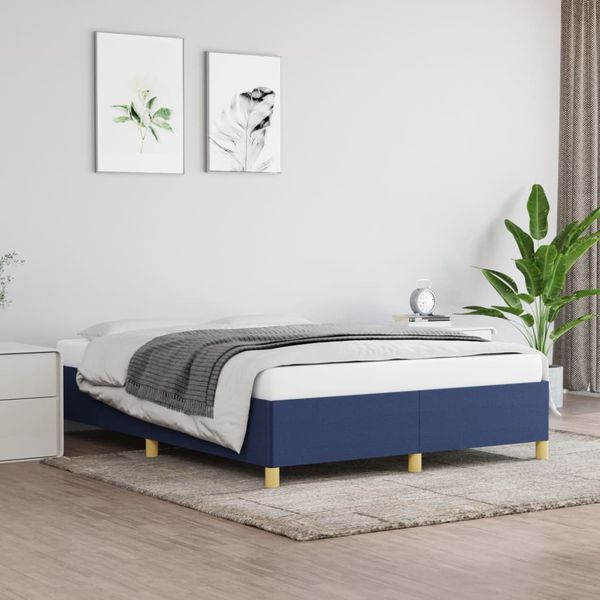 vidaXL Posteľ bez matraca modrá 140x190 cm látka