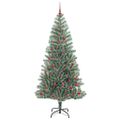 vidaXL Umelý vianočný stromček, snehom obalený, s LED svetlom 210 cm
