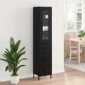 vidaXL Highboard Čierny dub 34,5 x 34 x 180 cm Kompozitné drevo