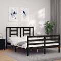 vidaXL Rám postele s čelom čierny 140x190 cm masívne drevo