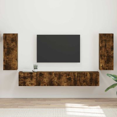 vidaXL Zostava TV skriniek 4 pcs Dymová dub Kompozitné drevo