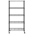 vidaXL Regál s 5 policami na kolieskach 75x35x155 cm čierny 250 kg