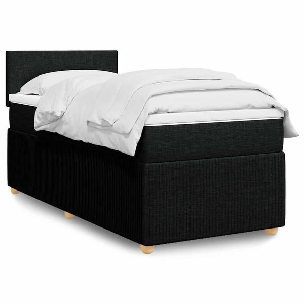 vidaXL Posteľný rám boxspring s matracom čierny 90x200 cm látka