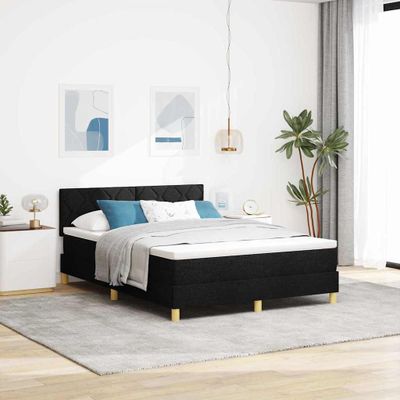 vidaXL LED box s pružinami s LED pásikmi Čierny 160 x 200 cm látka