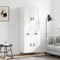 vidaXL Vysoká skrinka biela 69,5x34x180 cm spracované drevo