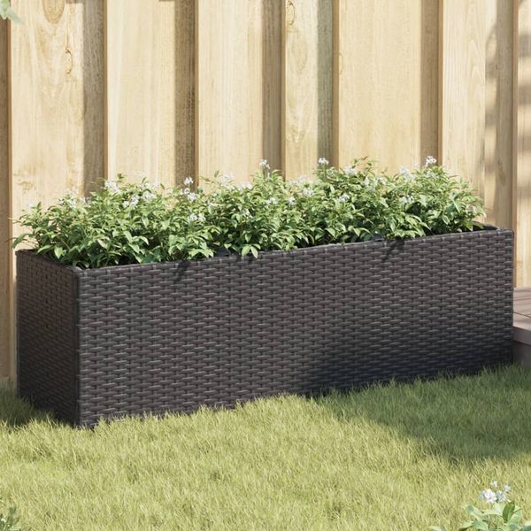 vidaXL Kvetináč s kolieskami 3 nádoby čierny 105x30x32 cm polyratan