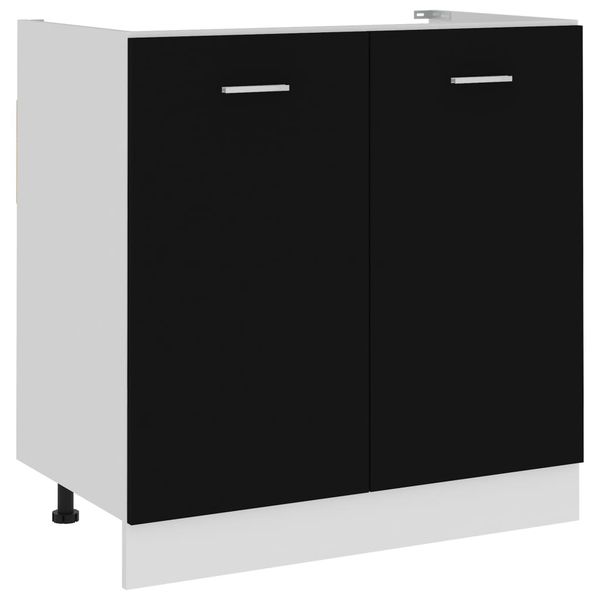 vidaXL Skrinka pod drez “Lyon”, čierna 80x46x81,5 cm, kompozitné drevo