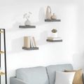vidaXL Plávajúce nástenné police 4 ks, lesklé sivé 23x23,5x3,8cm, MDF