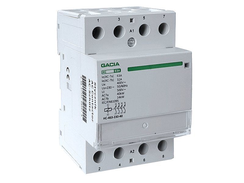 Stykáč GACIA HC-463 4P/63A, 4NO, 230V, na DIN lištu