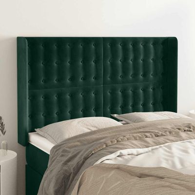 vidaXL Čelo postele so záhybmi tmavozelený 147x16x118/128 cm zamat