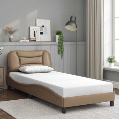 vidaXL Rám postele bez matraca Hvar kapučínový 80x200 cm umelá koža