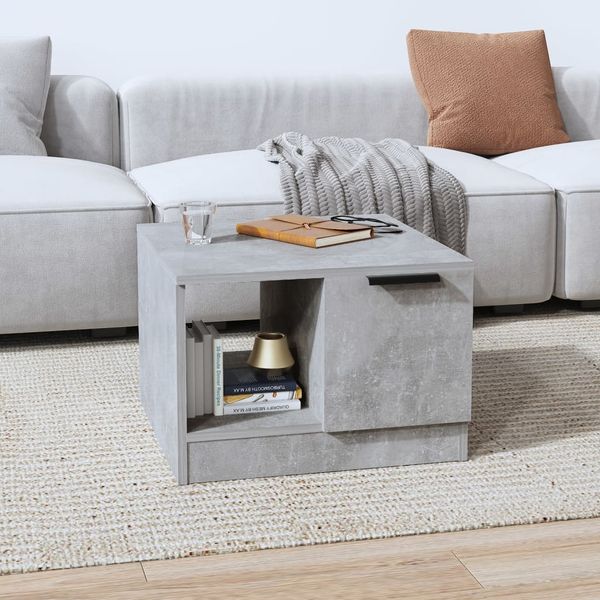 vidaXL Konferenčný stolík betónový sivý 50x50x36 cm spracované drevo