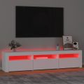 vidaXL TV skrinka s LED svetlami biely 180x35x40 cm